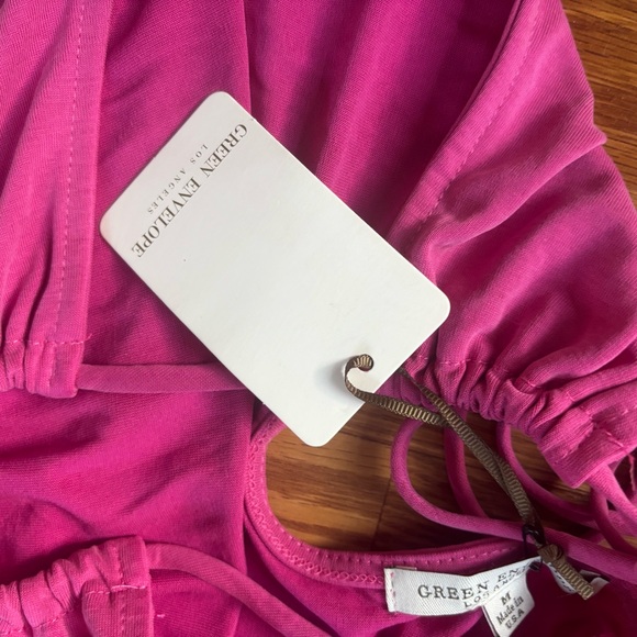 NWT Green Envelope Y2K-Style Hot Pink Long Halter Top with Tassel Fringe Medium - Picture 8 of 12